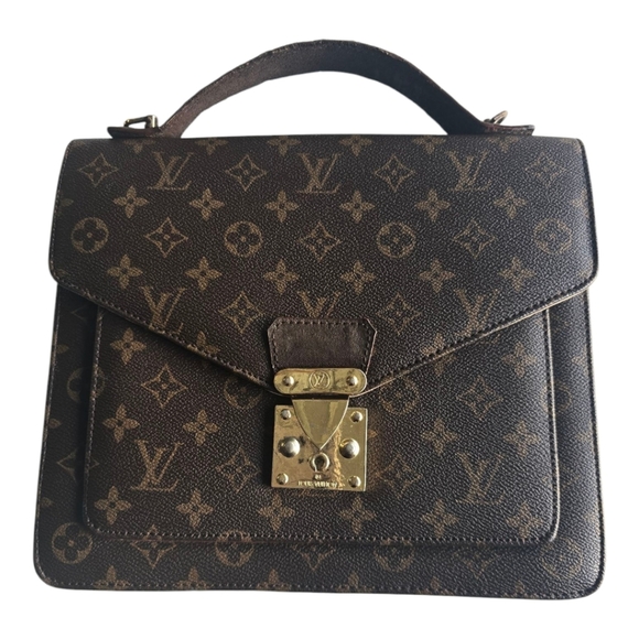 $1700 Louis Vuitton Monogram Monceau 28 Handbag Unisex Brown Small Leather - Picture 1 of 15